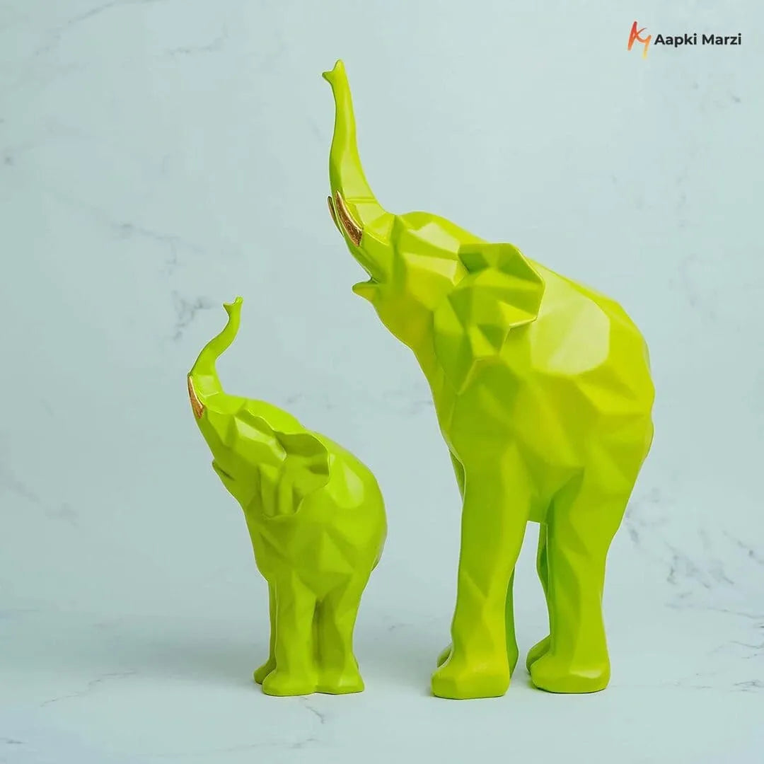 Elephant Modern Art Geometric Accent Green artifacts