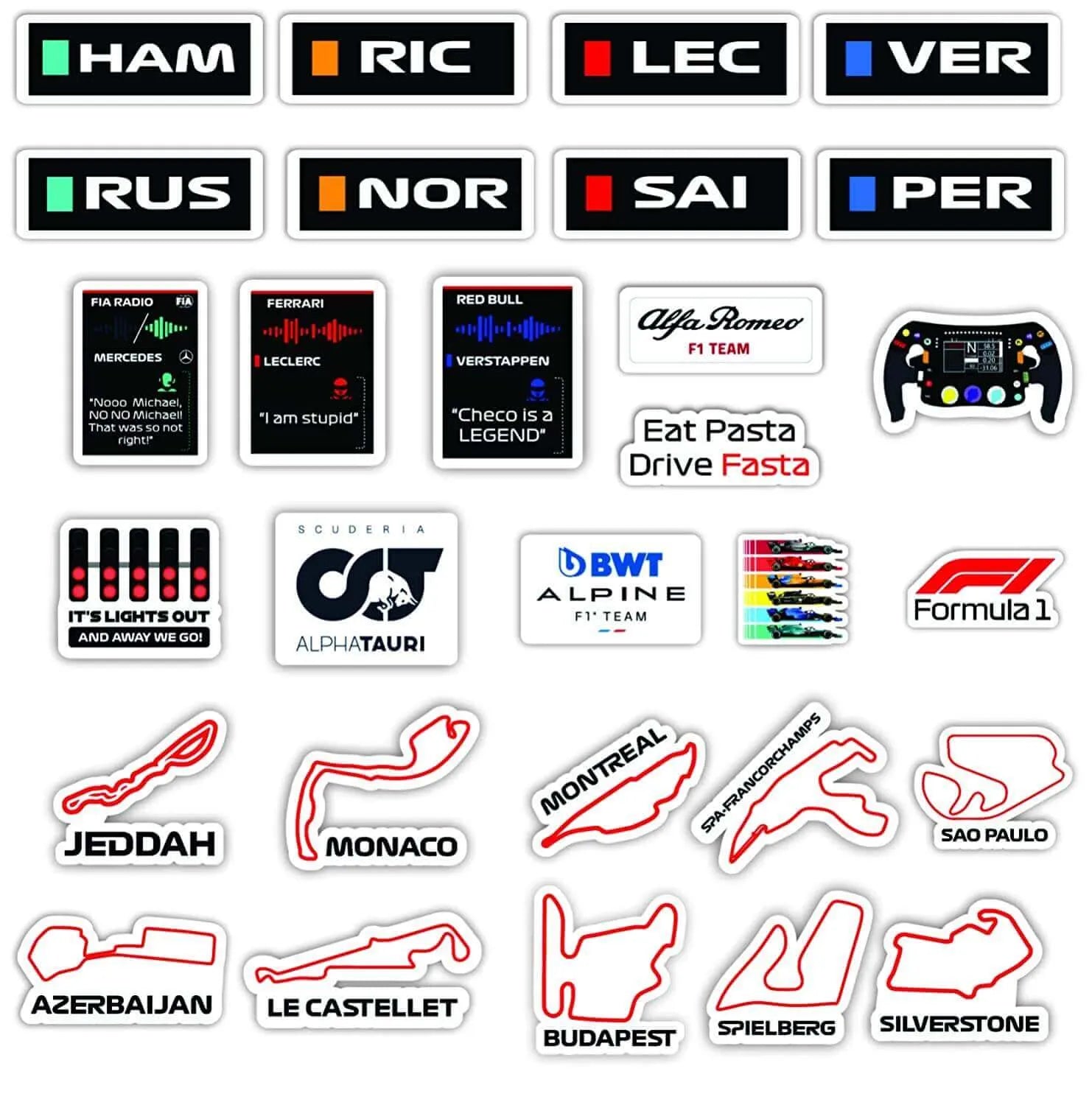 F1 All Teams Laptop Stickers