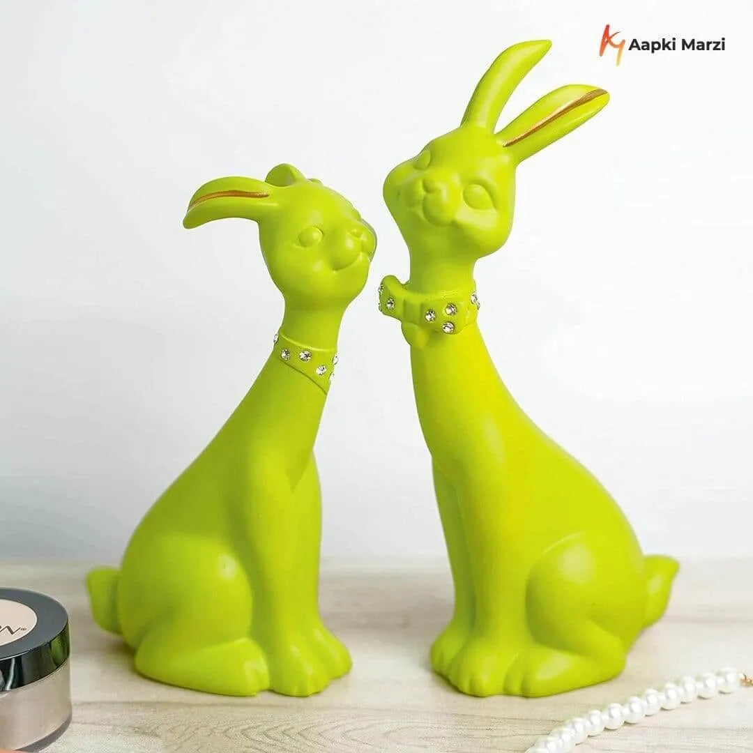 Rabbit Modern Art Geometric Accent Green artifacts