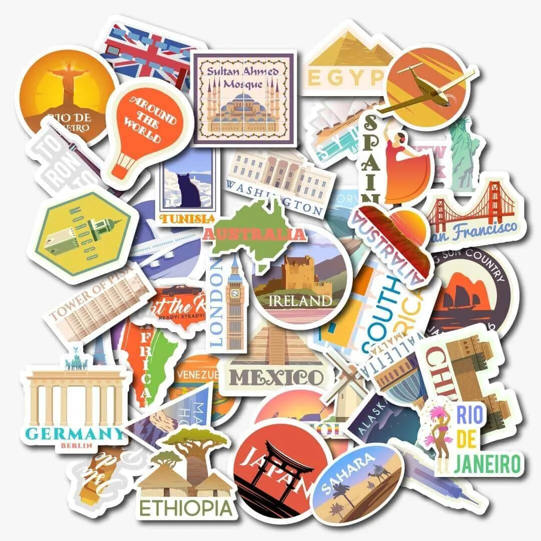Travel World City Laptop Stickers
